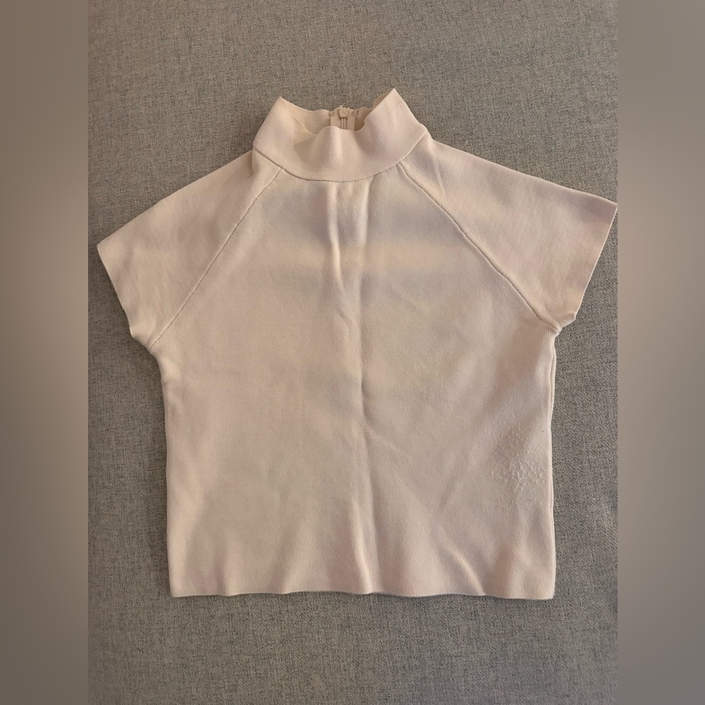 ZARA ZIPPERED KNIT TOP IN CREAM